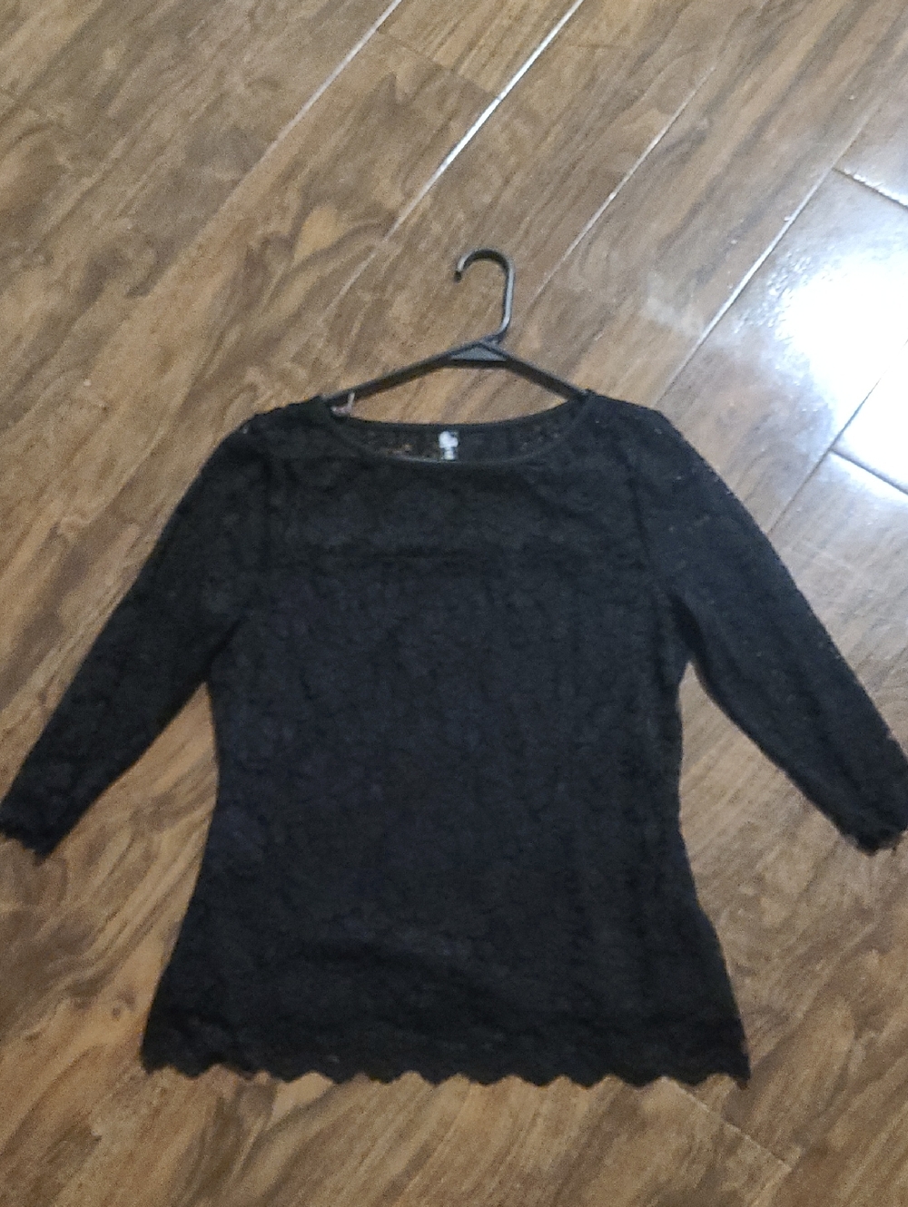 Allegra K Black Lace Long Sleeve Blouse